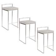 Lumi Source Fuji stackable counter stool with elegant contemporary design and sleek wooden legs, ideal for modern kitchen or bar area.