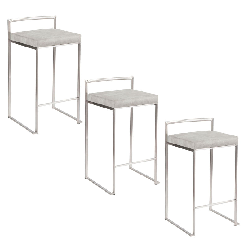 Lumi Source Fuji stackable counter stool with elegant contemporary design and sleek wooden legs, ideal for modern kitchen or bar area.