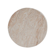 Modern Concrete Side Table With Travertine, Indoor / Outdoor Use - Beige - R&R Furniture Gallery (Fountain Valley, CA)