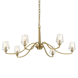 Uttermost Barcelona 6-light brass chandelier with gold finish, featuring elegant design and multiple light fixtures for sophisticated lighting.