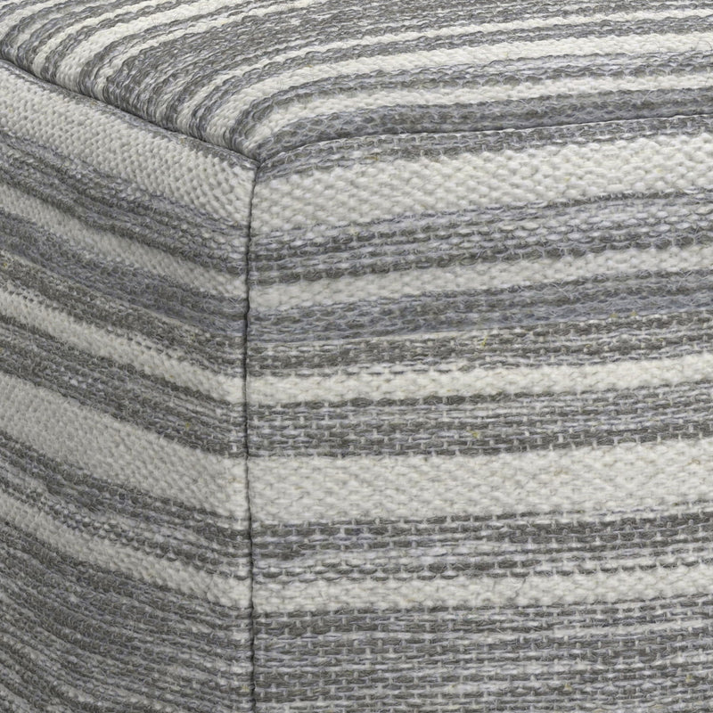 Carina - Square Woven Pouf - Black White - R&R Furniture Gallery (Fountain Valley, CA)