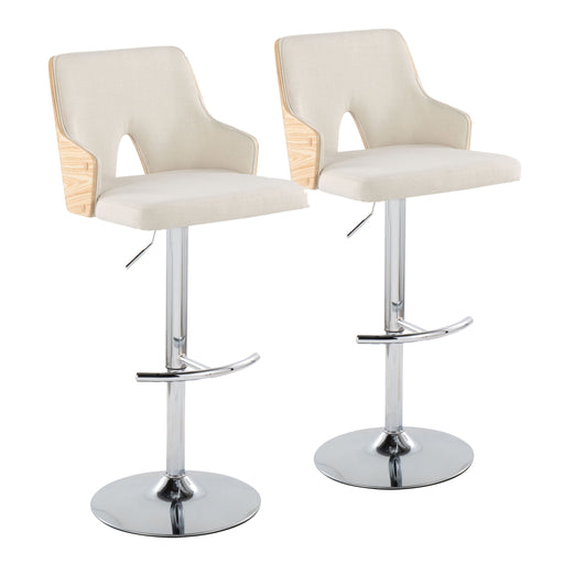 Lumi Source Stella contemporary adjustable barstools with swivel seats and rounded T-footrest, set of 2, in modern design