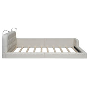 Queen Size Upholstered Platform Bed With 2 Reading Lights - White - R&R Furniture Gallery (Fountain Valley, CA)