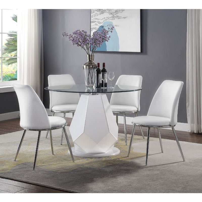 Weizor - Side Chair (Set of 2) - White Synthetic Leather & Chrome - R&R Furniture Gallery (Fountain Valley, CA)
