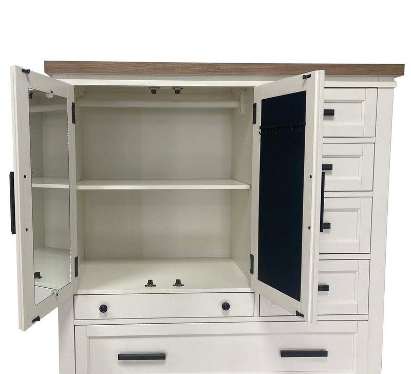 Americana Modern Bedroom - 7 Drawer Door Chest With Workstation - Cotton