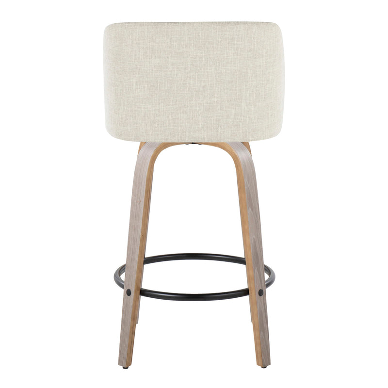 Toriano - Contemporary Fixed Height Counter Stool Swivel & Round Footrest (Set of 2) - R&R Furniture Gallery (Fountain Valley, CA)