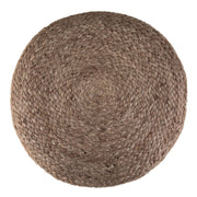 Handcrafted Lydia round accent pouf by Simpli-Home featuring textured fabric and plush cushioned top for versatile seating.