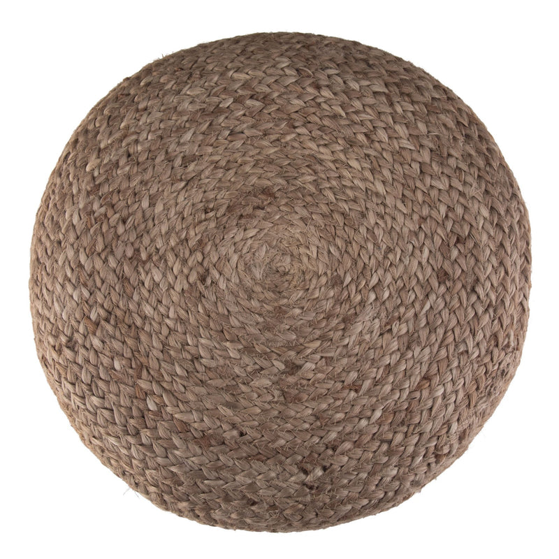 Handcrafted Lydia round accent pouf by Simpli-Home featuring textured fabric and plush cushioned top for versatile seating.