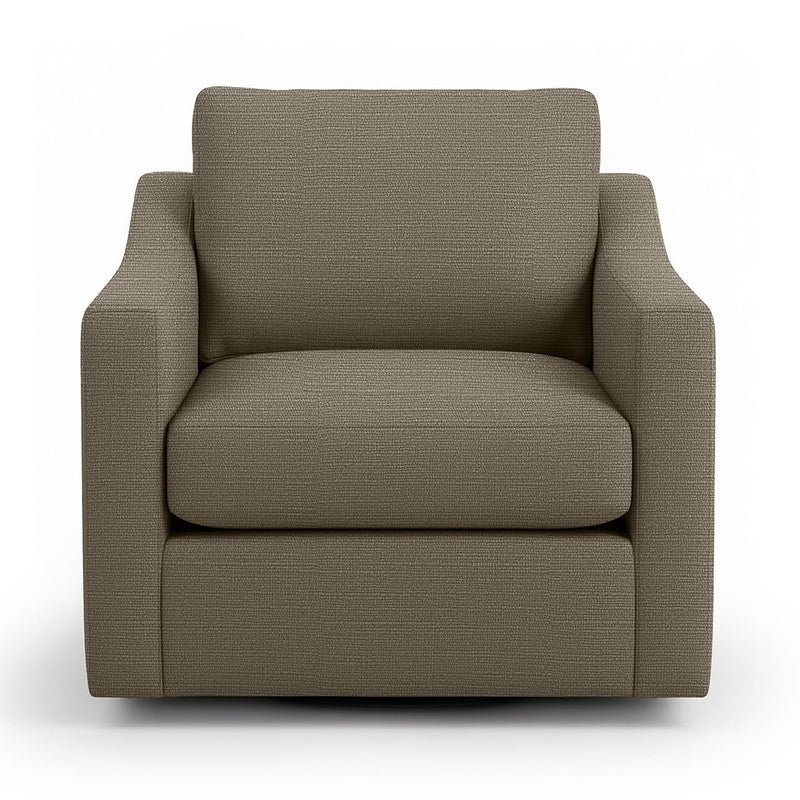 Classic Home Aspen swivel chair with cushioned seat and wooden base, showcasing a modern, comfortable design.