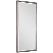 Uttermost Gabelle metallic silver wall mirror with a round, reflective surface and decorative metallic frame.