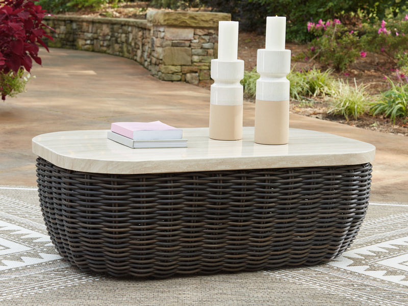 Kimora - Rectangular Cocktail Table - Beige / Dark Brown - R&R Furniture Gallery (Fountain Valley, CA)