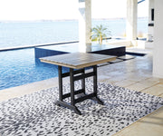 Fairen Trail - Square Counter TBL w/Umb OPT - Black / Driftwood - R&R Furniture Gallery (Fountain Valley, CA)