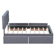 DreamHaus upholstered platform storage bed with classic headboard and built-in drawers, no box spring needed.