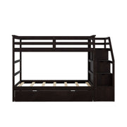 Twin Over Twin Bunk Bed With Twin Size Trundle And 3 Storage Stairs - Espresso - R&R Furniture Gallery (Fountain Valley, CA)