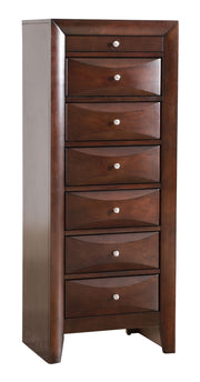 Marilla 7-drawer lingerie chest by Glory Furniture featuring a wooden finish and sleek design for stylish bedroom storage.