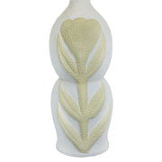 Cream Edith curved papier mache flower pleated table lamp by TOV Furniture, showcasing its textured, floral-inspired design.