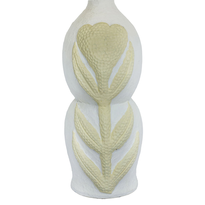 Cream Edith curved papier mache flower pleated table lamp by TOV Furniture, showcasing its textured, floral-inspired design.