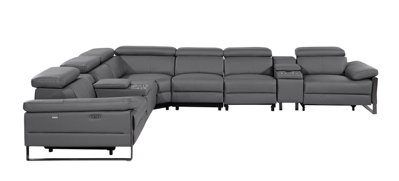 1246 - 8-Piece L-Shaped Modular Power Reclining Sectional With 4 Power Recliners And Power Headrests