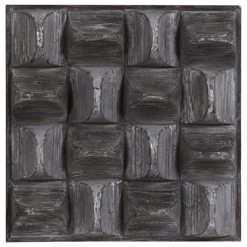 Uttermost Pickford wood wall decor featuring interlocking wooden panels with natural finish, ideal for modern interior wall design