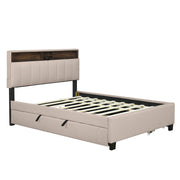 Upholstered Platform Bed With Storage Headboard, Trundle & 2 Drawers And A Set Of Sockets & USB Ports - R&R Furniture Gallery (Fountain Valley, CA)