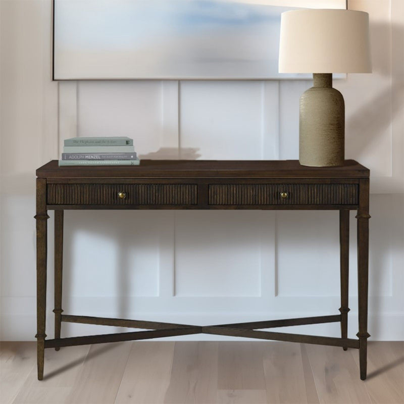 Fluted - 2 Drawer Storage Console Table - Brown - R&R Furniture Gallery (Fountain Valley, CA)