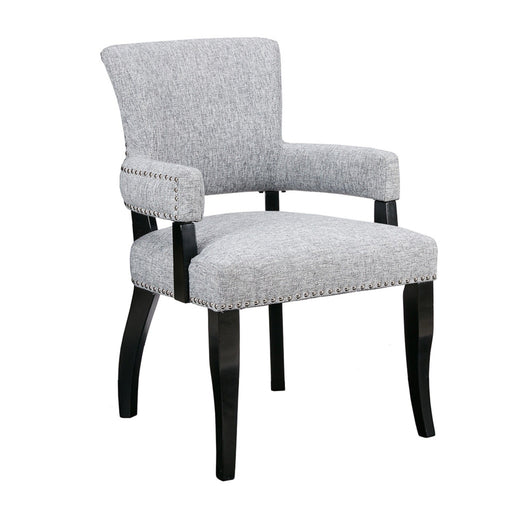 Elegant Arm Dining Chair With Brass Nail Head Detailing - R&R Furniture Gallery (Fountain Valley, CA)
