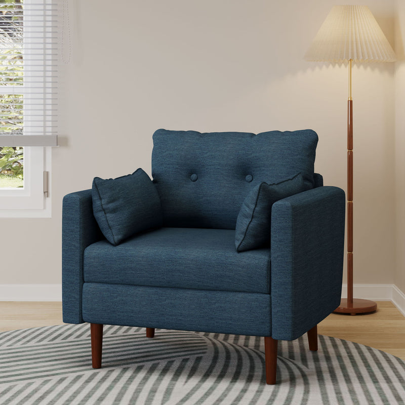 Enchantica - Upholstered Fabric Club Chair With Button Tufted And 2 Accent Pillows - R&R Furniture Gallery (Fountain Valley, CA)