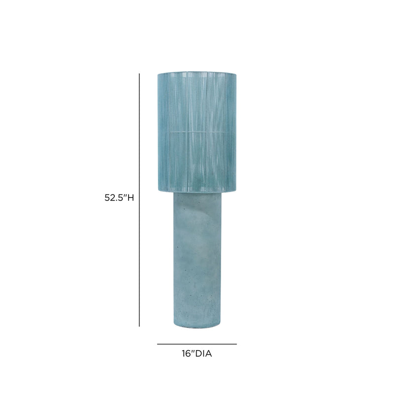 TOV Furniture Mondada concrete floor lamp with modern cylindrical design and textured gray finish in a stylish living space.