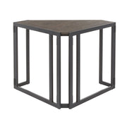 Lumi Source Roman industrial corner desk in black and espresso wood finish, with a modern design and spacious writing surface.