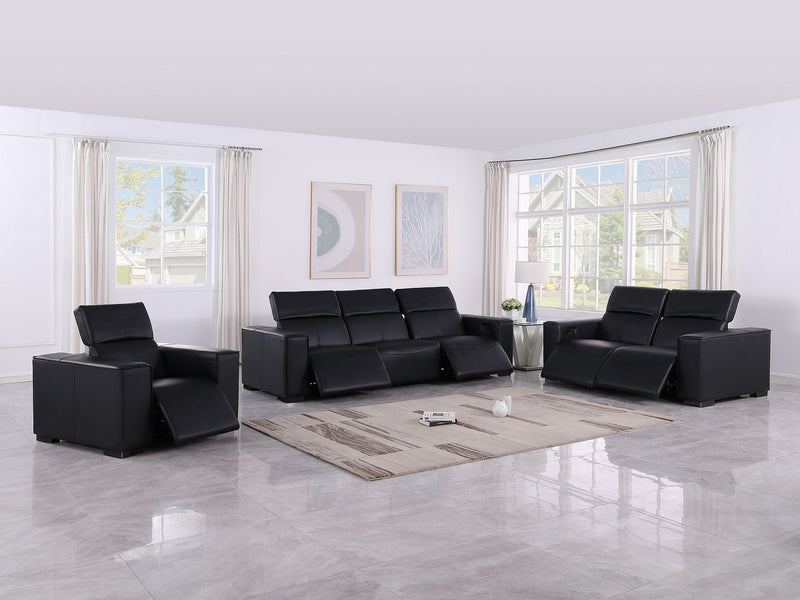 1208 - Leather Reclining Set (Sofa, Loveseat & Chair With 5 Power Recliners)