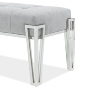 Signature Beds & Benches - Rose Velvet Accent Bench - Gray / Chrome - R&R Furniture Gallery (Fountain Valley, CA)