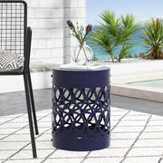 Outdoor metal large end table by Noble House with a modern design, featuring a sleek, durable surface and sturdy metal frame.