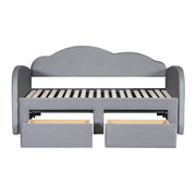 Upholstered Daybed With Cloud-Shaped Backrest, Trundle & 2 Drawers And USB Ports - R&R Furniture Gallery (Fountain Valley, CA)