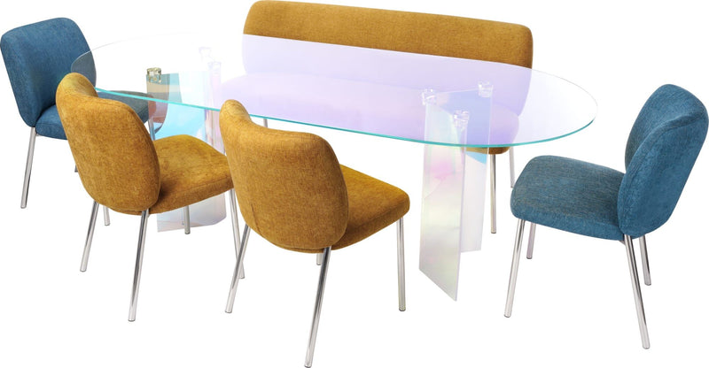 Fomo Chenille-upholstered Stainless Steel Base Dining Chair in Pineapple