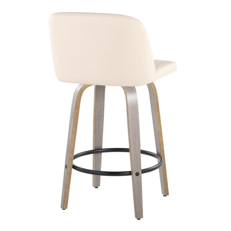 Toriano - Contemporary Fixed Height Counter Stool With Swivel & Round Footrest (Set of 2) - R&R Furniture Gallery (Fountain Valley, CA)