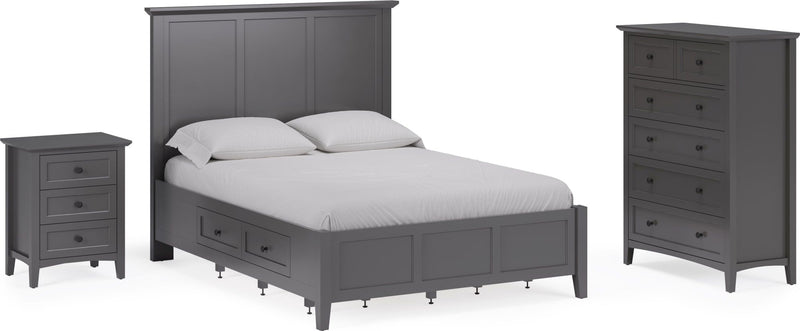 Grace Three Drawer Nightstand in Raven Black