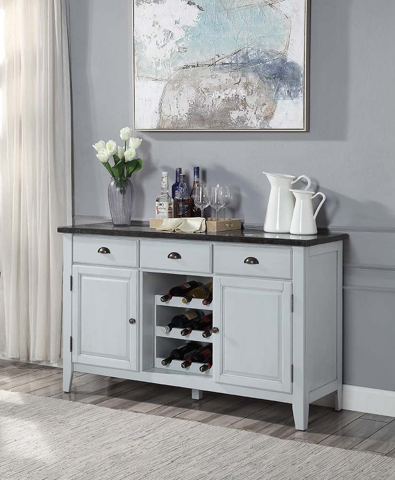 Lanton - Server - Natural Marble & Antique White - R&R Furniture Gallery (Fountain Valley, CA)