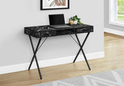 Computer Desk, Home Office, Laptop, Left, Right Set-Up, Storage Drawers, Work, Marble Look Laminate, Contemporary, Modern - Black - R&R Furniture Gallery (Fountain Valley, CA)
