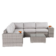 Modern Patio Rattan Sectional Set With Cushions - R&R Furniture Gallery (Fountain Valley, CA)