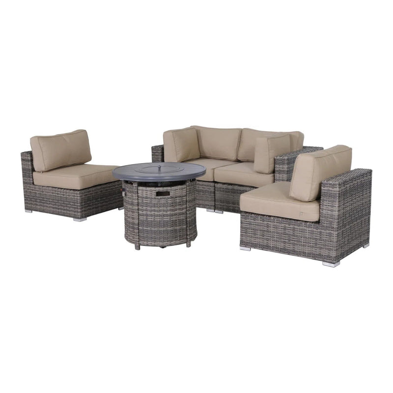 Wicker Outdoor Lounge Set With Cushions And Fire Pit - R&R Furniture Gallery (Fountain Valley, CA)