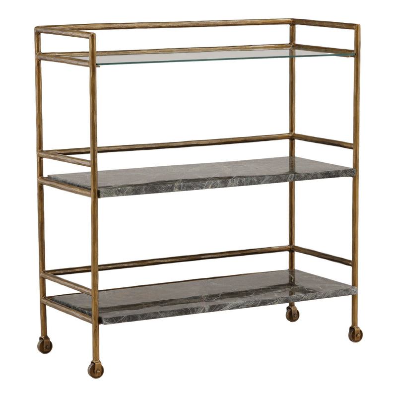 Loxley - Bar Cart - Brown And Green And Antique Brass