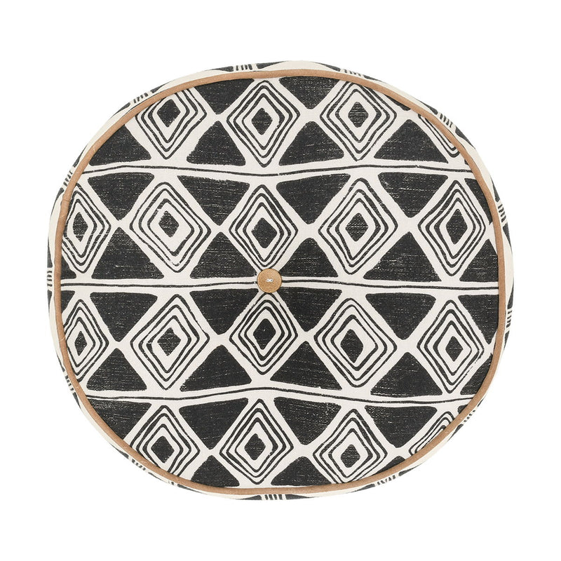 Radiant Oasis - 18" Round Nubia Pillow - Black / White