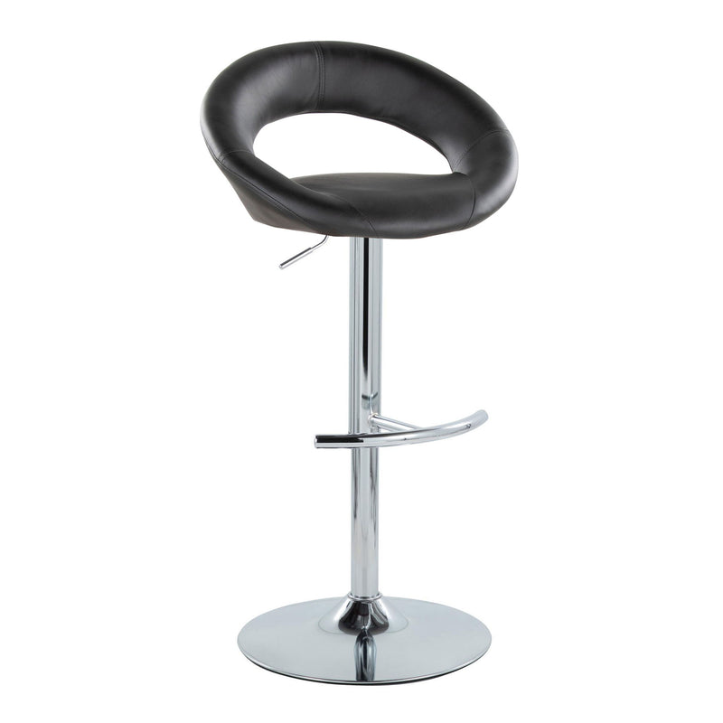 Set of two Lumi Source Posh contemporary adjustable barstools with swivel, rounded T footrest, ideal for modern kitchen or bar areas.