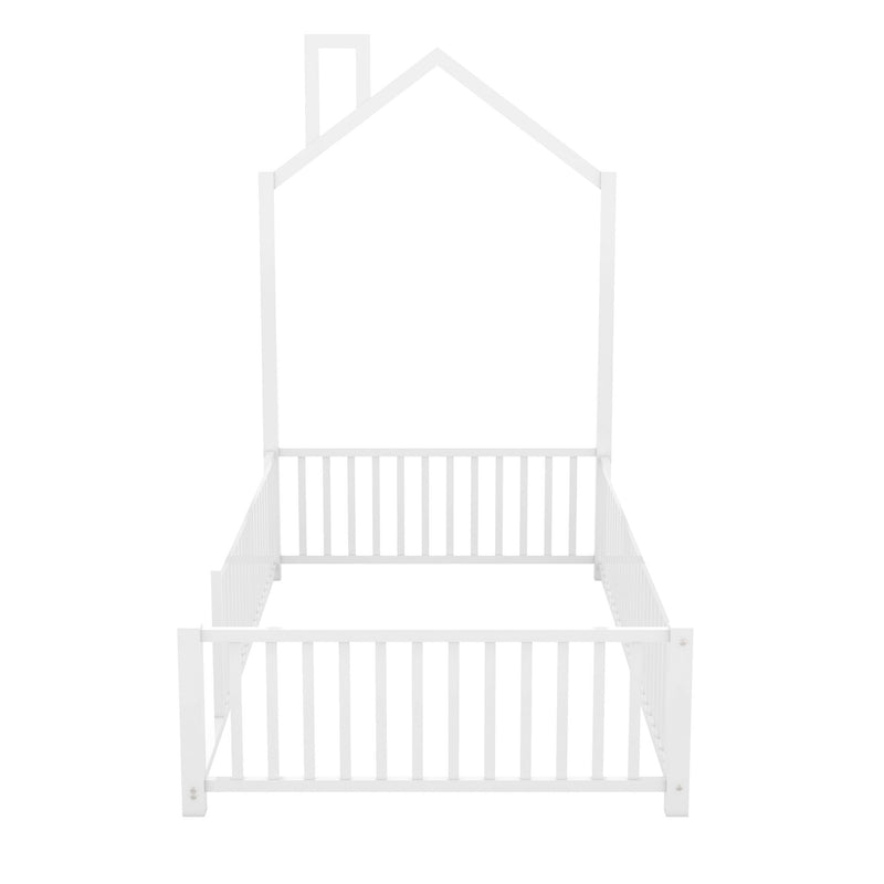Metal House Platform Bed With Guardrail And Chimney - R&R Furniture Gallery (Fountain Valley, CA)