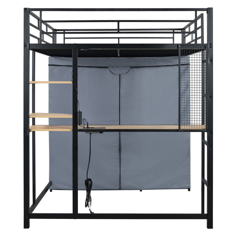 Loft Bed With Desk, Shelves, Power Outlet, LED Light And Wardrobe - R&R Furniture Gallery (Fountain Valley, CA)
