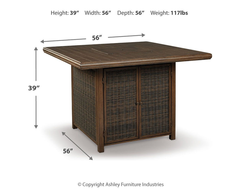 Paradise Trail - Square Bar Table w/Fire Pit - Medium Brown - R&R Furniture Gallery (Fountain Valley, CA)