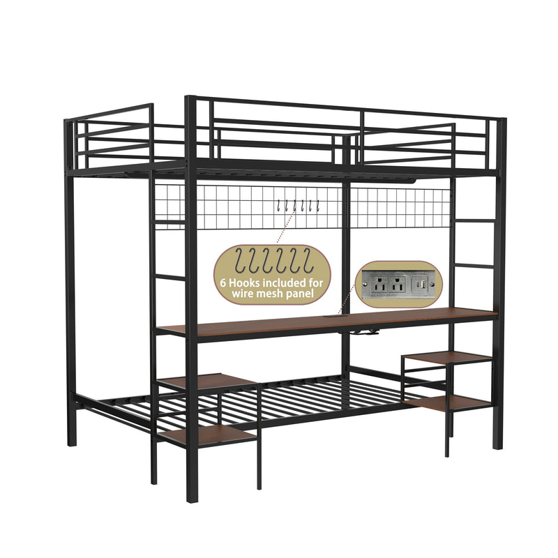Ethan - Bunk Bed With Desk, Charging Station, Storage Shelves - R&R Furniture Gallery (Fountain Valley, CA)