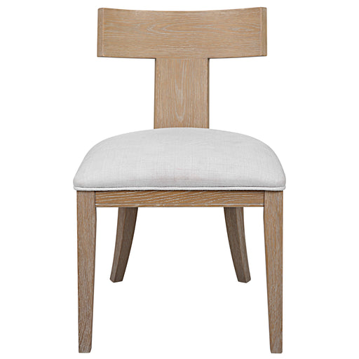 Uttermost Idris armless side chair with upholstered seat and wooden legs, modern design and neutral fabric for versatile decor.