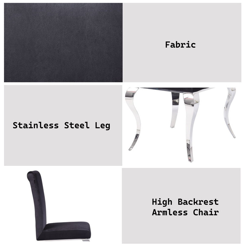 Fabiola - Side Chair (Set of 2) - Black Fabric & Stainless Steel - R&R Furniture Gallery (Fountain Valley, CA)