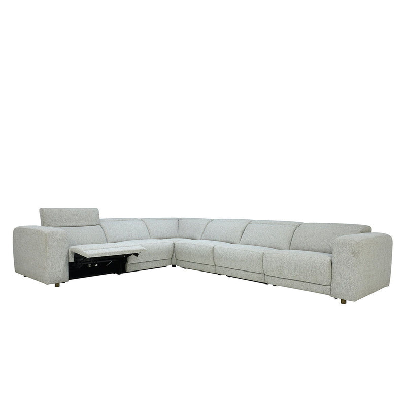 Classic Home Knoxville power recliner sectional with plush fabric upholstery and multiple reclining seats.